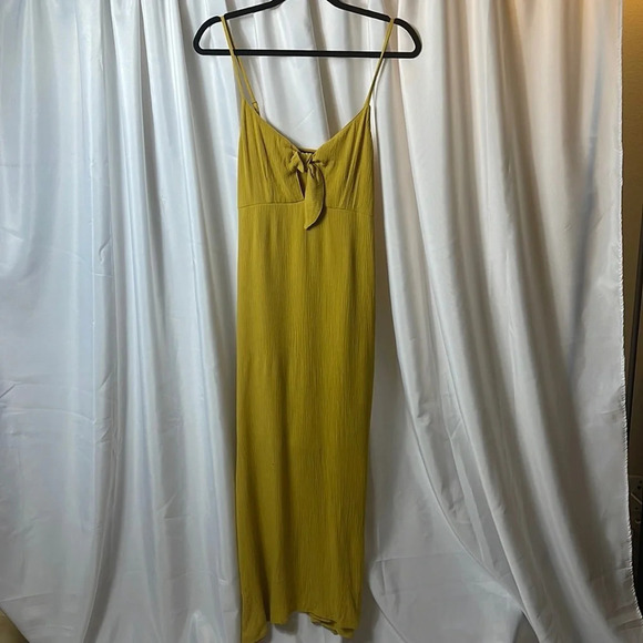 Forever 21 Dresses & Skirts - Forever 21 Mustard Yellow Tie Front Maxi Dress Small